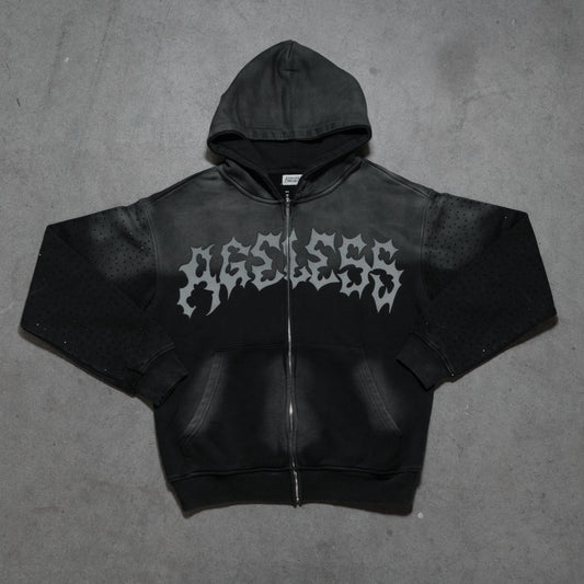 Ageless Rhinestone Zip-up Hoodie